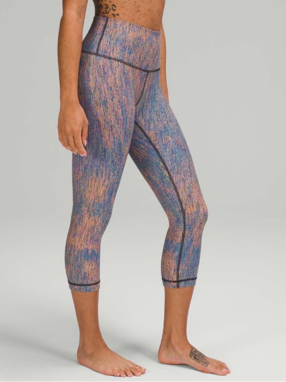 Lululemon Wunder Under HR crop Red Teal Lagoon  Jaquared Sz 6 full on Luxtreme - Picture 2 of 7